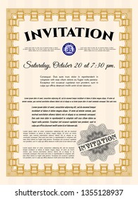 Orange Invitation. Money Pattern design. Easy to print. Vector illustration. 