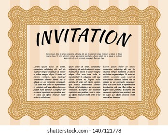 Orange Invitation. Money Pattern design. Vector illustration. Complex background. 