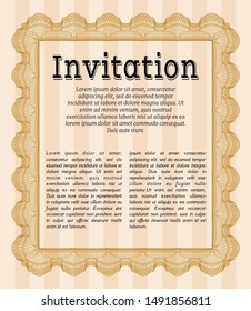 Orange Invitation. Money Pattern design. Printer friendly. Vector illustration. 
