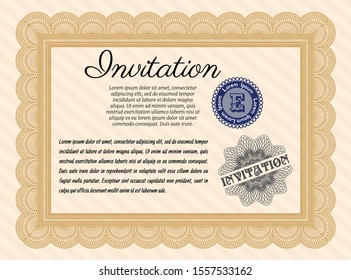 Orange Invitation. Nice design. Customizable, Easy to edit and change colors. With background. 