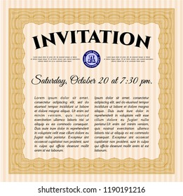 Orange Invitation. Nice design. Vector illustration. With linear background. 