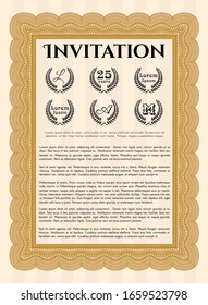Invitación naranja. Fácil de imprimir. Diseño elegante. Ilustración vectorial. 