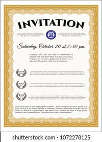 Orange Invitation. Printer friendly. Money style design. Vector illustration. 