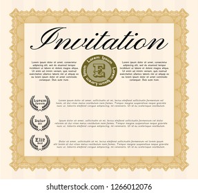 Orange Invitation. Printer friendly. Money style design. Vector illustration. 