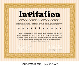Orange Invitation. With quality background. Customizable, Easy to edit and change colors. Money design. 