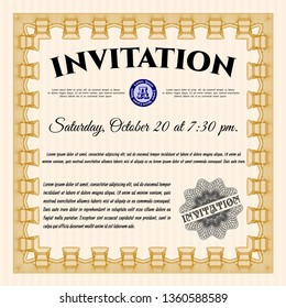 Orange Invitation. With quality background. Vector illustration. Lovely design. 