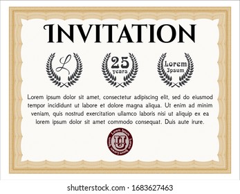 Orange Invitation. With quality background. Vector illustration. Money Pattern. 