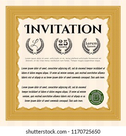 Orange Invitation. Retro design. Customizable, Easy to edit and change colors. With background. 