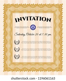 Orange Invitation. Sophisticated design. Vector illustration. With complex background. 