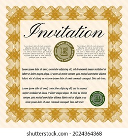 Orange Invitation. Superior design. With complex background. Customizable, Easy to edit and change colors. 