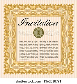Orange Invitation. Superior design. Easy to print. Customizable, Easy to edit and change colors. 
