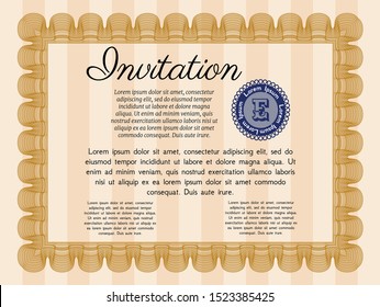 Orange Invitation. Superior design. Printer friendly. Vector illustration. 