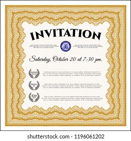 Orange Invitation template. With background. Detailed. Sophisticated design. 