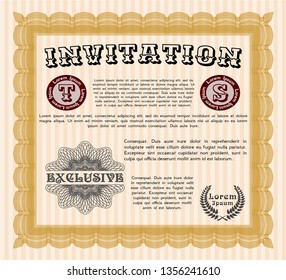 Orange Invitation template. With background. Vector illustration. Lovely design. 