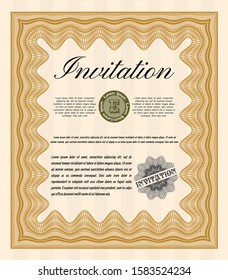 Orange Invitation template. With background. Vector illustration. Beauty design. 