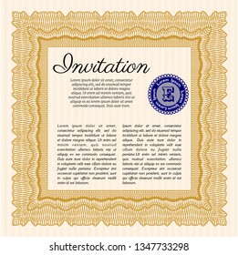 Orange Invitation template. Complex background. Artistry design. Vector illustration. 