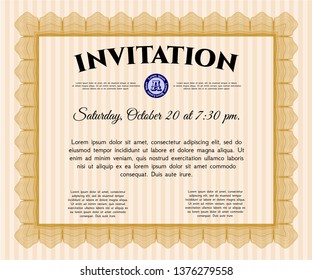 Orange Invitation template. With complex background. Excellent design. Customizable, Easy to edit and change colors. 