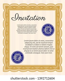 Orange Invitation template. With complex background. Cordial design. Customizable, Easy to edit and change colors. 