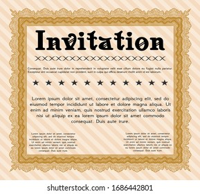 Orange Invitation template. With complex background. Elegant design. Vector illustration. 
