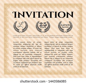 Orange Invitation template. With complex linear background. Money style design. Customizable, Easy to edit and change colors. 