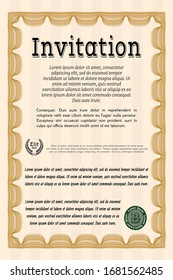 Orange Invitation template. With complex linear background. Customizable, Easy to edit and change colors. Elegant design. 