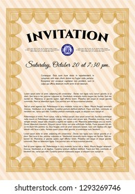 Orange Invitation template. Cordial design. Printer friendly. Customizable, Easy to edit and change colors. 
