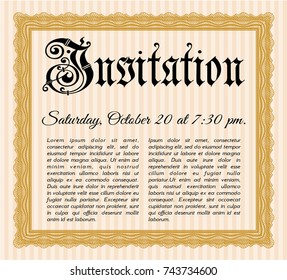 Orange Invitation template. Cordial design. Detailed. Printer friendly. 