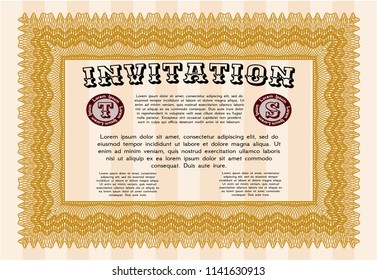 Orange Invitation template. Customizable, Easy to edit and change colors. With background. Sophisticated design. 