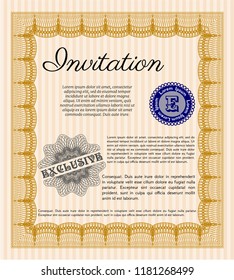 Orange Invitation template. Customizable, Easy to edit and change colors. Easy to print. Perfect design. 