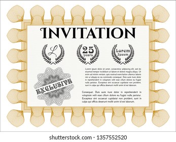 Orange Invitation template. Customizable, Easy to edit and change colors. Easy to print. Artistry design. 