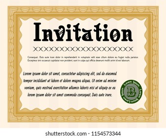 Orange Invitation template. Detailed. With quality background. Superior design. 