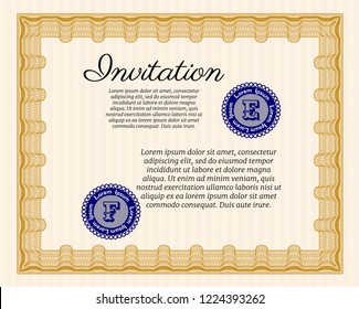 Orange Invitation template. Easy to print. Lovely design. Customizable, Easy to edit and change colors. 