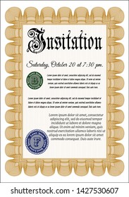Orange Invitation template. Easy to print. Customizable, Easy to edit and change colors. Lovely design. 