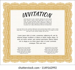 Orange Invitation template. Elegant design. Detailed. With quality background. 