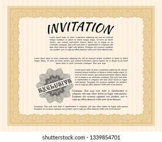 Orange Invitation template. Elegant design. Customizable, Easy to edit and change colors. Complex background. 