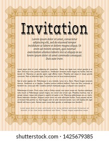 Orange Invitation template. Elegant design. Detailed. With quality background. 