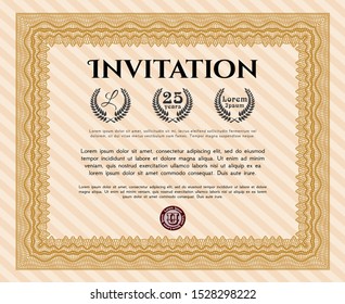 Orange Invitation template. Elegant design. Customizable, Easy to edit and change colors. With background. 