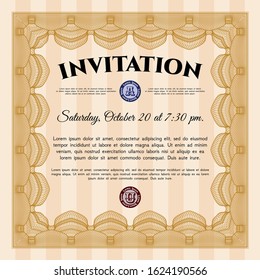 Orange Invitation template. Elegant design. Detailed. Easy to print. 