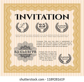 Orange Invitation template. Good design. Easy to print. Detailed. 