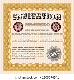 Orange Invitation template. Good design. Printer friendly. Vector illustration. 