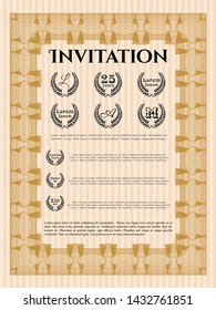 Orange Invitation template. Good design. Detailed. Easy to print. 