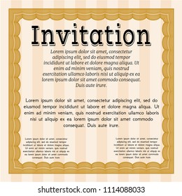  Orange Invitation template. With guilloche pattern. Sophisticated design. Customizable, Easy to edit and change colors. 