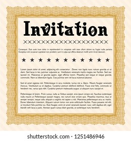 Orange Invitation template. With guilloche pattern. Nice design. Customizable, Easy to edit and change colors. 