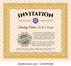 Orange Invitation template. With linear background. Vector illustration. Beauty design. 