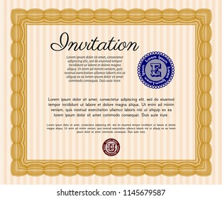 Orange Invitation template. With linear background. Nice design. Customizable, Easy to edit and change colors. 