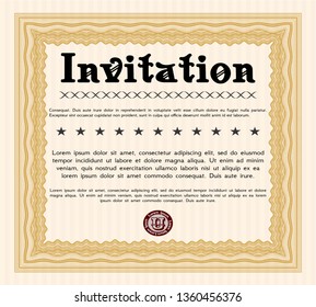 Orange Invitation template. With linear background. Vector illustration. Good design. 