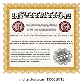 Orange Invitation template. Modern design. Customizable, Easy to edit and change colors. With complex background. 