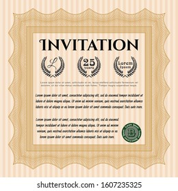 Orange Invitation template. Modern design. With quality background. Customizable, Easy to edit and change colors. 