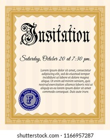 Orange Invitation template. Money design. With complex linear background. Customizable, Easy to edit and change colors. 