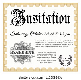Orange Invitation template. Money Pattern. Detailed. With quality background. 